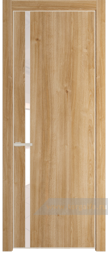 Дверь со стеклом ProfilDoors 21NE Lacobel Перламутровый лак с кромкой Вайт (Дуб Карамель)