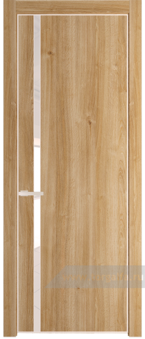 Дверь со стеклом ProfilDoors 21NE Lacobel Перламутровый лак с кромкой Крем Вайт (Дуб Карамель)