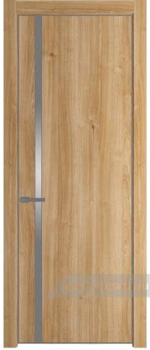 Дверь со стеклом ProfilDoors 21NE Lacobel Серебряный лак с кромкой Смоки (Дуб Карамель)