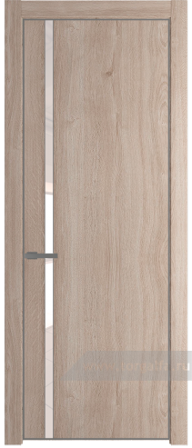 Дверь со стеклом ProfilDoors 21NE Lacobel Перламутровый лак с кромкой Смоки (Дуб Сонома)