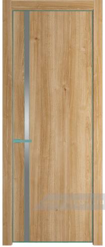 Дверь со стеклом ProfilDoors 21NE Lacobel Серебряный лак с кромкой Мята (Дуб Карамель)