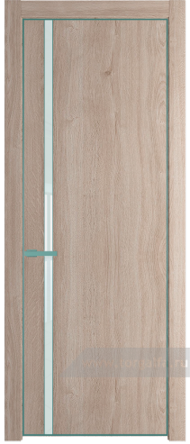 Дверь со стеклом ProfilDoors 21NE Lacobel Белый лак с кромкой Мята (Дуб Сонома)