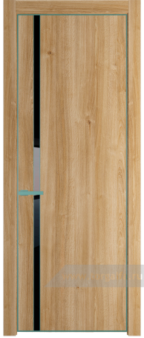 Дверь со стеклом ProfilDoors 21NE Lacobel Черный лак с кромкой Мята (Дуб Карамель)
