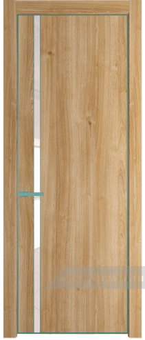Дверь со стеклом ProfilDoors 21NE Lacobel Перламутровый лак с кромкой Мята (Дуб Карамель)