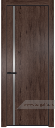 Дверь со стеклом ProfilDoors 21NE Lacobel Серебряный лак с кромкой Черный матовый RAL9005 (Дуб Тобакко)