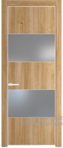 Дверь со стеклом ProfilDoors 22NE Lacobel Серебряный лак с кромкой Белый матовый RAL9003 (Дуб Карамель)