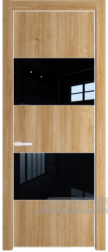 Дверь со стеклом ProfilDoors 22NE Lacobel Черный лак с кромкой Белый матовый RAL9003 (Дуб Карамель)