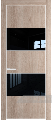 Дверь со стеклом ProfilDoors 22NE Lacobel Черный лак с кромкой Белый матовый RAL9003 (Дуб Сонома)