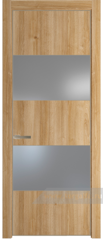 Дверь со стеклом ProfilDoors 22NE Lacobel Серебряный лак с кромкой Никель матовый (Дуб Карамель)