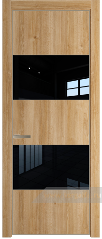 Дверь со стеклом ProfilDoors 22NE Lacobel Черный лак с кромкой Никель матовый (Дуб Карамель)