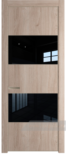 Дверь со стеклом ProfilDoors 22NE Lacobel Черный лак с кромкой Никель матовый (Дуб Сонома)