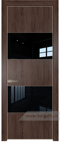 Дверь со стеклом ProfilDoors 22NE Lacobel Черный лак с кромкой Никель матовый (Дуб Тобакко)