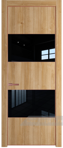 Дверь со стеклом ProfilDoors 22NE Lacobel Черный лак с кромкой Бронза (Дуб Карамель)