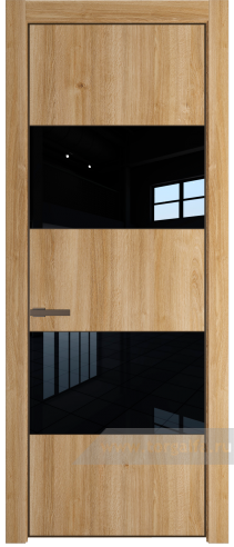 Дверь со стеклом ProfilDoors 22NE Lacobel Черный лак с кромкой Деорэ (Дуб Карамель)