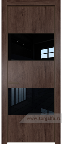 Дверь со стеклом ProfilDoors 22NE Lacobel Черный лак с кромкой Деорэ (Дуб Тобакко)