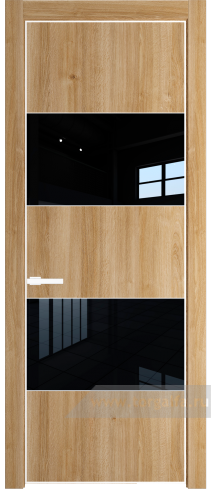 Дверь со стеклом ProfilDoors 22NE Lacobel Черный лак с кромкой Вайт (Дуб Карамель)