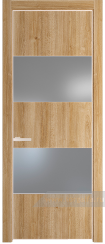 Дверь со стеклом ProfilDoors 22NE Lacobel Серебряный лак с кромкой Крем Вайт (Дуб Карамель)