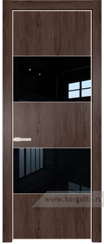 Дверь со стеклом ProfilDoors 22NE Lacobel Черный лак с кромкой Крем Вайт (Дуб Тобакко)