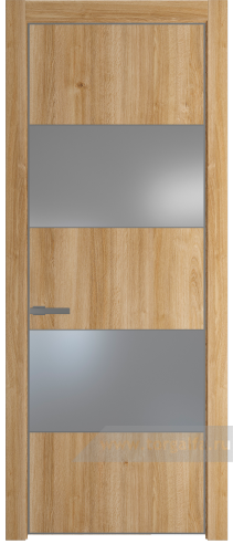 Дверь со стеклом ProfilDoors 22NE Lacobel Серебряный лак с кромкой Смоки (Дуб Карамель)