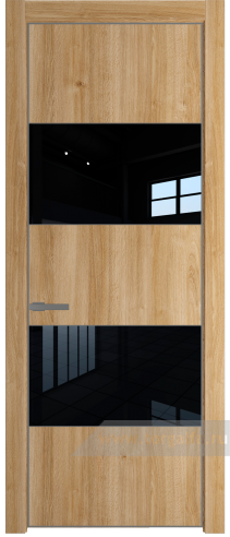 Дверь со стеклом ProfilDoors 22NE Lacobel Черный лак с кромкой Смоки (Дуб Карамель)