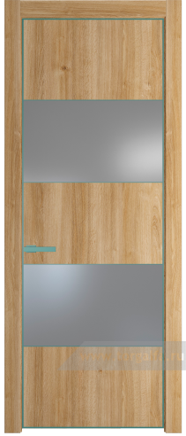 Дверь со стеклом ProfilDoors 22NE Lacobel Серебряный лак с кромкой Мята (Дуб Карамель)