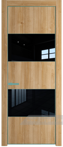Дверь со стеклом ProfilDoors 22NE Lacobel Черный лак с кромкой Мята (Дуб Карамель)