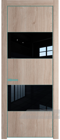 Дверь со стеклом ProfilDoors 22NE Lacobel Черный лак с кромкой Мята (Дуб Сонома)