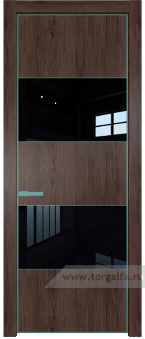 Дверь со стеклом ProfilDoors 22NE Lacobel Черный лак с кромкой Мята (Дуб Тобакко)