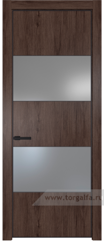 Дверь со стеклом ProfilDoors 22NE Lacobel Серебряный лак с кромкой Черный матовый RAL9005 (Дуб Тобакко)
