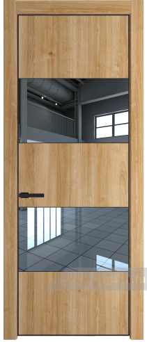 Дверь со стеклом ProfilDoors 22NE Зеркало с кромкой Черный матовый RAL9005 (Дуб Карамель)