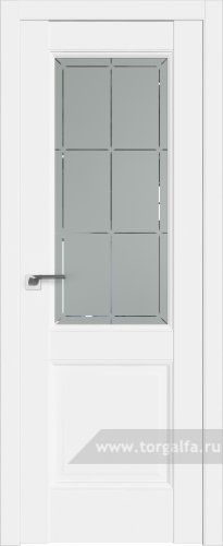 Дверь со стеклом ProfilDoors 90U Гравировка 1 (Аляска)