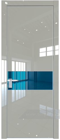 Дверь со стеклом ProfilDoors 17LA Зеркало Blue с профилем Серебро (Галька люкс)
