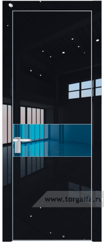 Дверь со стеклом ProfilDoors 17LA Зеркало Blue с профилем Серебро (Черный люкс)