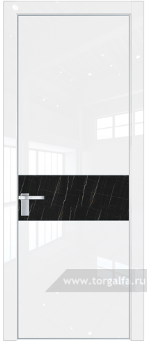 Дверь со стеклом ProfilDoors 17LA Неро мрамор с профилем Серебро (Белый люкс)