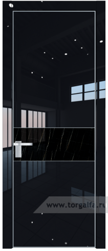 Дверь со стеклом ProfilDoors 17LA Неро мрамор с профилем Серебро (Черный люкс)