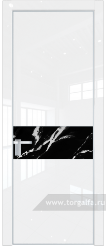 Дверь со стеклом ProfilDoors 17LA Нефи черный узор серебро с профилем Серебро (Белый люкс)