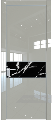 Дверь со стеклом ProfilDoors 17LA Нефи черный узор серебро с профилем Серебро (Галька люкс)
