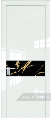 Дверь со стеклом ProfilDoors 17LA Нефи черный узор золото с профилем Серебро ( ДаркВайт люкс)