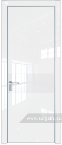 Дверь со стеклом ProfilDoors 17LA Лак классик с профилем Серебро (Белый люкс)