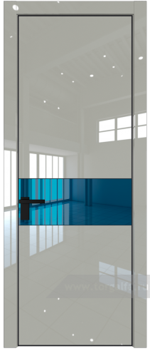 Дверь со стеклом ProfilDoors 17LA Зеркало Blue с профилем Черный матовый RAL9005 (Галька люкс)