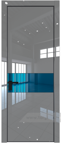 Дверь со стеклом ProfilDoors 17LA Зеркало Blue с профилем Черный матовый RAL9005 (Грей люкс)