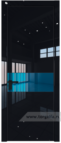 Дверь со стеклом ProfilDoors 17LA Зеркало Blue с профилем Черный матовый RAL9005 (Черный люкс)