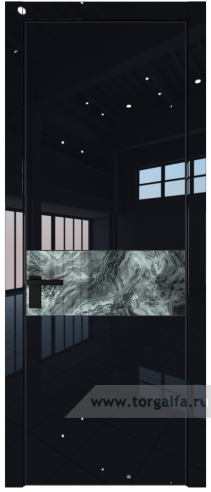 Дверь со стеклом ProfilDoors 17LA Атриум серебро с профилем Черный матовый RAL9005 (Черный люкс)
