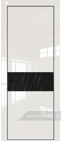 Дверь со стеклом ProfilDoors 17LA Неро мрамор с профилем Черный матовый RAL9005 (Магнолия люкс)