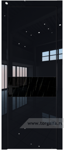 Дверь со стеклом ProfilDoors 17LA Неро мрамор с профилем Черный матовый RAL9005 (Черный люкс)