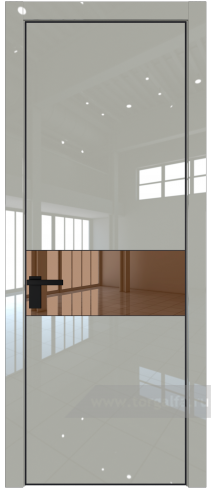 Дверь со стеклом ProfilDoors 17LA Зеркало Bronza с профилем Черный матовый RAL9005 (Галька люкс)