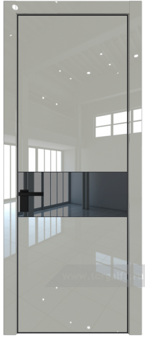Дверь со стеклом ProfilDoors 17LA Зеркало Grey с профилем Черный матовый RAL9005 (Галька люкс)