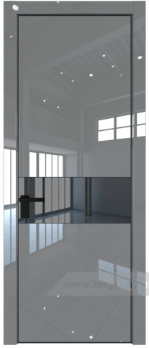 Дверь со стеклом ProfilDoors 17LA Зеркало Grey с профилем Черный матовый RAL9005 (Грей люкс)