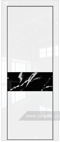 Дверь со стеклом ProfilDoors 17LA Нефи черный узор серебро с профилем Черный матовый RAL9005 (Белый люкс)