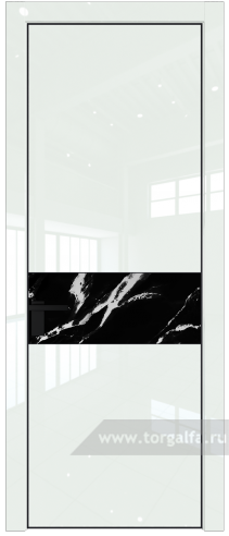 Дверь со стеклом ProfilDoors 17LA Нефи черный узор серебро с профилем Черный матовый RAL9005 ( ДаркВайт люкс)